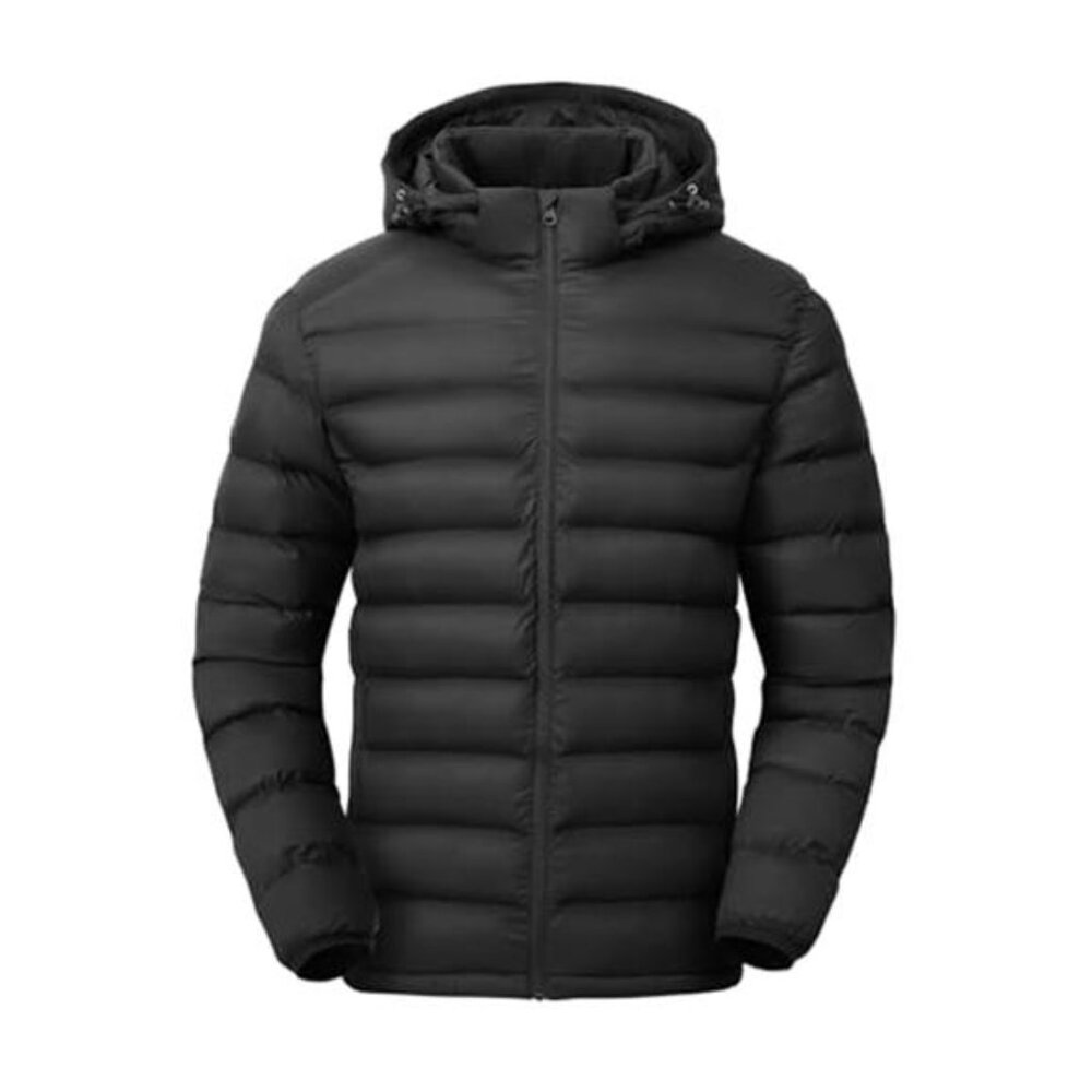 Mens Puffer Jacket Lightweight Hooded Winter Coat Insulated Water Resistant Ski